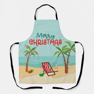 Merry Christmas Beach  Apron
