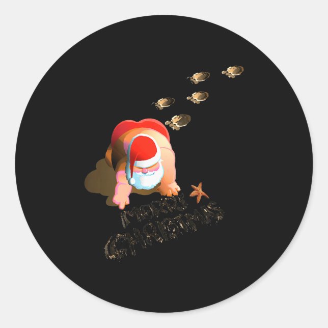Merry Christmas - Beach Christmas  Classic Round Sticker (Front)