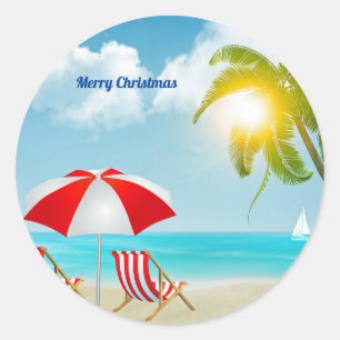 Merry Christmas  Beach Classic Round Sticker