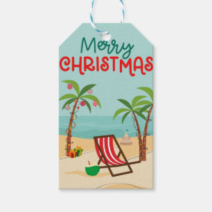 Merry Christmas Beach Gift Tags