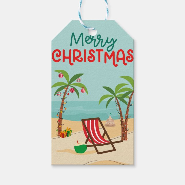 Merry Christmas Beach  Gift Tags (Front)