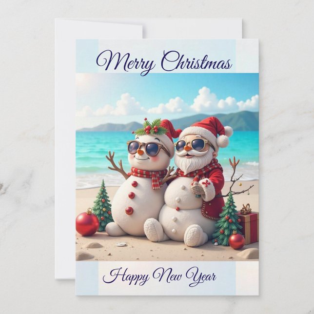 Merry Christmas Beach  Holiday Card (Spread joy, share cheer, merry everything and a happy always!)