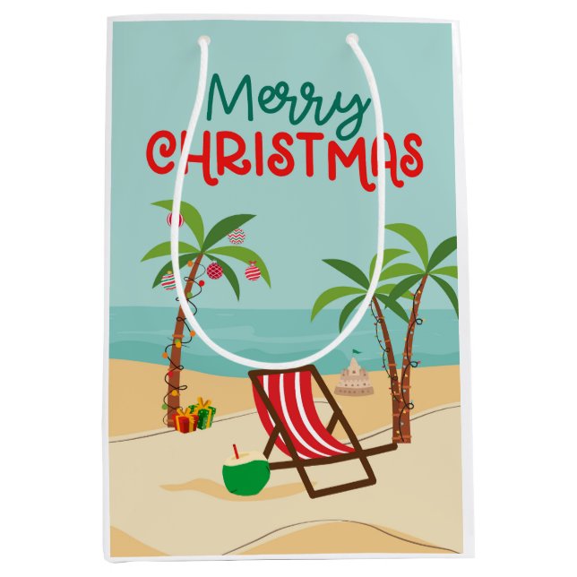 Merry Christmas Beach  Medium Gift Bag (Front)