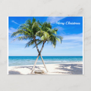 Merry Christmas Beach Palm trees Postcard