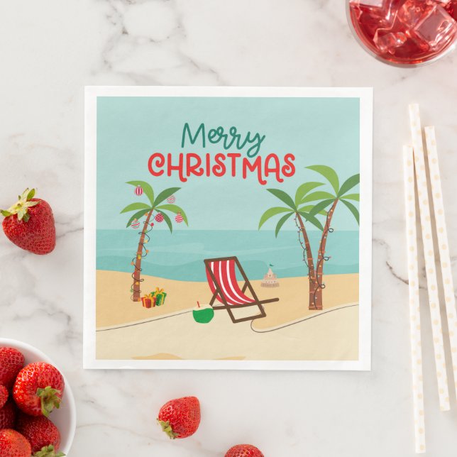  Merry Christmas Beach Party Napkin (Insitu)