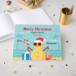 Merry Christmas Beach Santa Fun Personalise Guest Book
