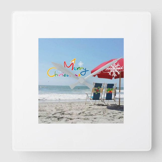 "MERRY CHRISTMAS BEACH STYLE" CHRISTMAS CLOCK (Front)