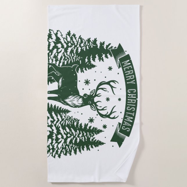Merry Christmas Beach Towel (Front)