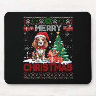 Merry Christmas Beagle Dog Lover Ugly Xmas Sweater Mouse Mat
