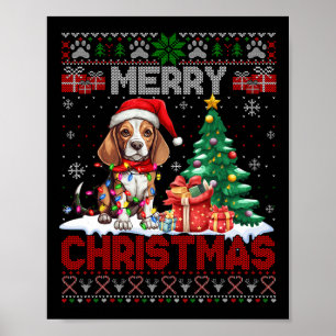 Merry Christmas Beagle Dog Lover Ugly Xmas Sweater Poster
