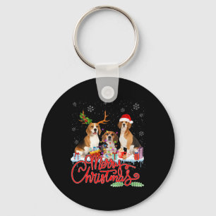 Merry Christmas Beagle Dog Santa Reindeer Light Xm Key Ring