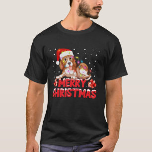Merry Christmas Beagle Dog Xmas Santa Hat Lights s T-Shirt