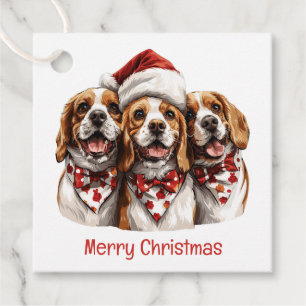 Merry Christmas Beagle Dogs Favour Tags