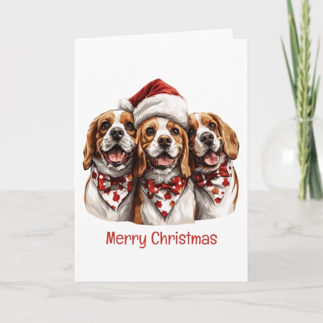 Merry Christmas Beagle Dogs Holiday Card (Front)