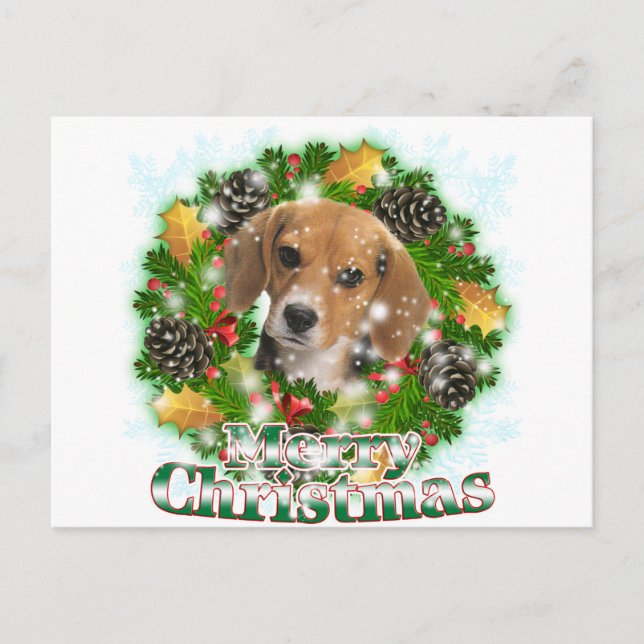Merry Christmas Beagle Holiday Postcard (Front)