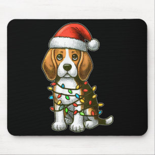 Merry Christmas Beagle Santa Christmas Lights Dog Mouse Mat