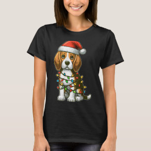 Merry Christmas Beagle Santa Christmas Lights Dog  T-Shirt