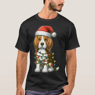 Merry Christmas Beagle Santa Christmas Lights Dog  T-Shirt