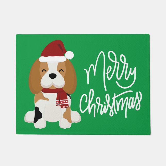 Merry Christmas | Beagle Santa Claus Doormat (Front)
