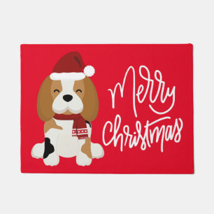 Merry Christmas Beagle Santa Claus Doormat