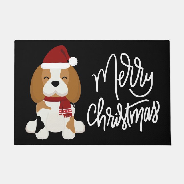 Merry Christmas | Beagle Santa Claus Doormat (Front)