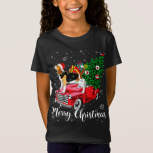 Merry Christmas Beagle Santa Light Red Truck Xmas T-Shirt