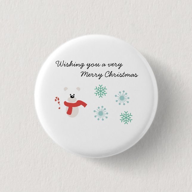 Merry Christmas Bear 3 Cm Round Badge (Front)
