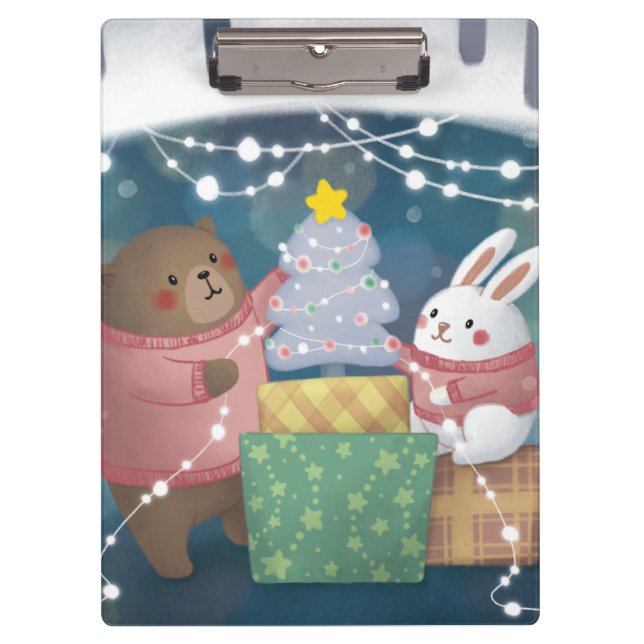 Merry Christmas: Bear & Bunny Clipboard (Front)