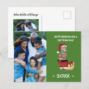 Merry Christmas Bear Family Photo Christmas Postcard