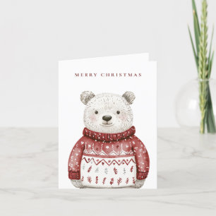 Merry Christmas Bear in a Sweater Holiday Card