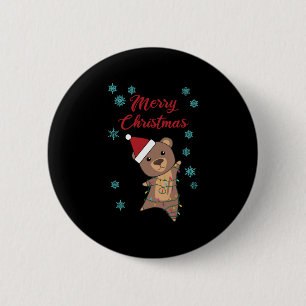 Merry Christmas Bear Snow Winter Bear Teddy 6 Cm Round Badge