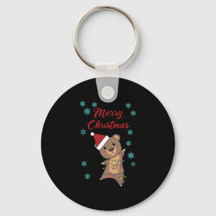 Merry Christmas Bear Snow Winter Bear Teddy Key Ring