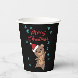 Merry Christmas Bear Snow Winter Bear Teddy Paper Cups
