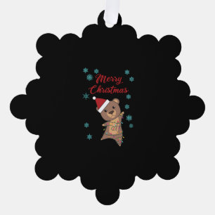 Merry Christmas Bear Snow Winter Bear Teddy Tree Decoration Card