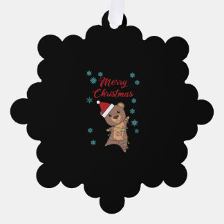 Merry Christmas Bear Snow Winter Bear Teddy Tree Decoration Card
