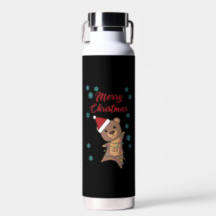 Merry Christmas Bear Snow Winter Bear Teddy Water Bottle
