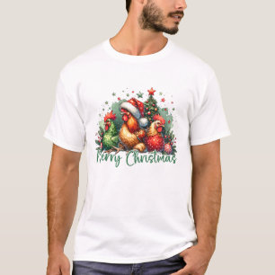 Merry Christmas Beautiful Chickens T-Shirt