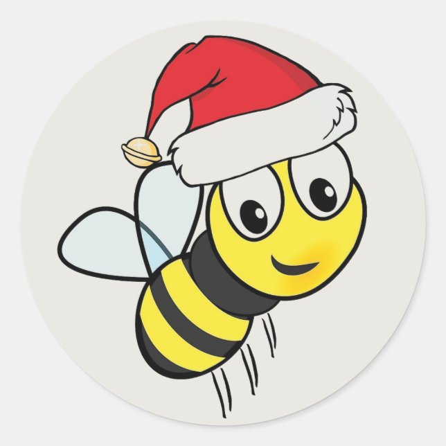 Merry Christmas Bee Classic Round Sticker (Front)