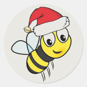 Merry Christmas Bee Classic Round Sticker