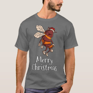 Merry Christmas Bee Santas Hat Bee T-Shirt