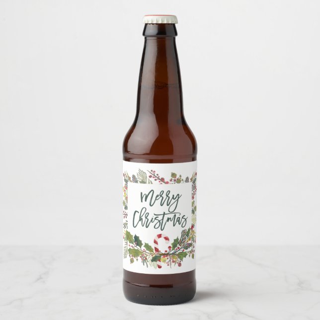 Merry Christmas Beer Bottle Label (Front)