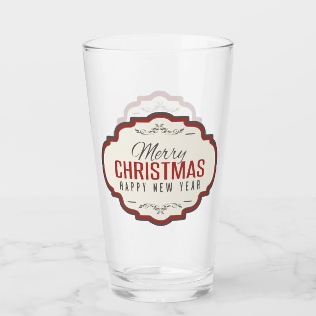 Merry Christmas Beer Glassware Glass (Front)