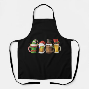 Merry Christmas Beers Drinking Santa Beer Lover Apron