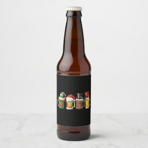 Merry Christmas Beers Drinking Santa Beer Lover Beer Bottle Label