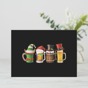 Merry Christmas Beers Drinking Santa Beer Lover  Holiday Card