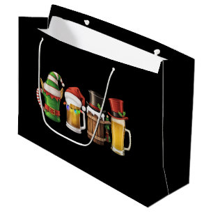 Merry Christmas Beers Drinking Santa Beer Lover  Large Gift Bag