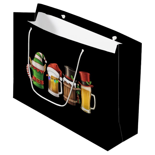 Merry Christmas Beers Drinking Santa Beer Lover  Large Gift Bag (Front Angled)