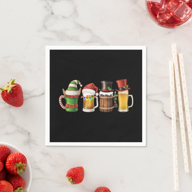 Merry Christmas Beers Drinking Santa Beer Lover  Napkin (Insitu)
