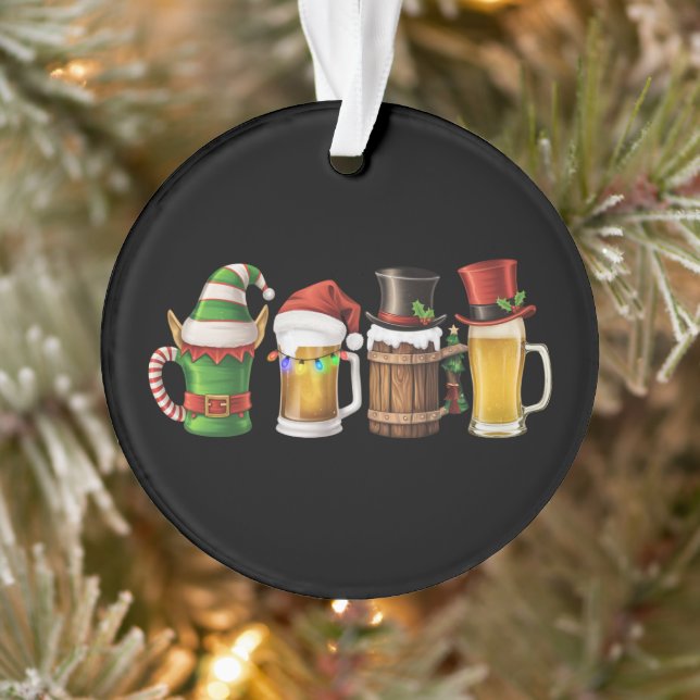 Merry Christmas Beers Drinking Santa Beer Lover  Ornament (Tree)