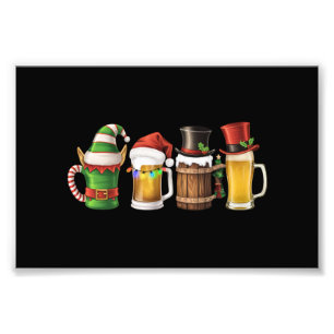 Merry Christmas Beers Drinking Santa Beer Lover  Photo Print